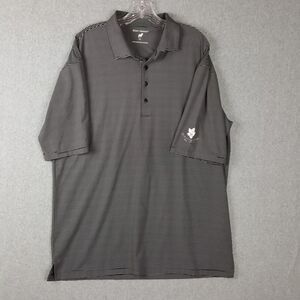 Horn Legend Mens XL Polo Shirt Black White Striped Short Sleeve *Flaws